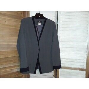 Alison Morgan Women's Blazer Size 8 Gray with Black Velour Trim
